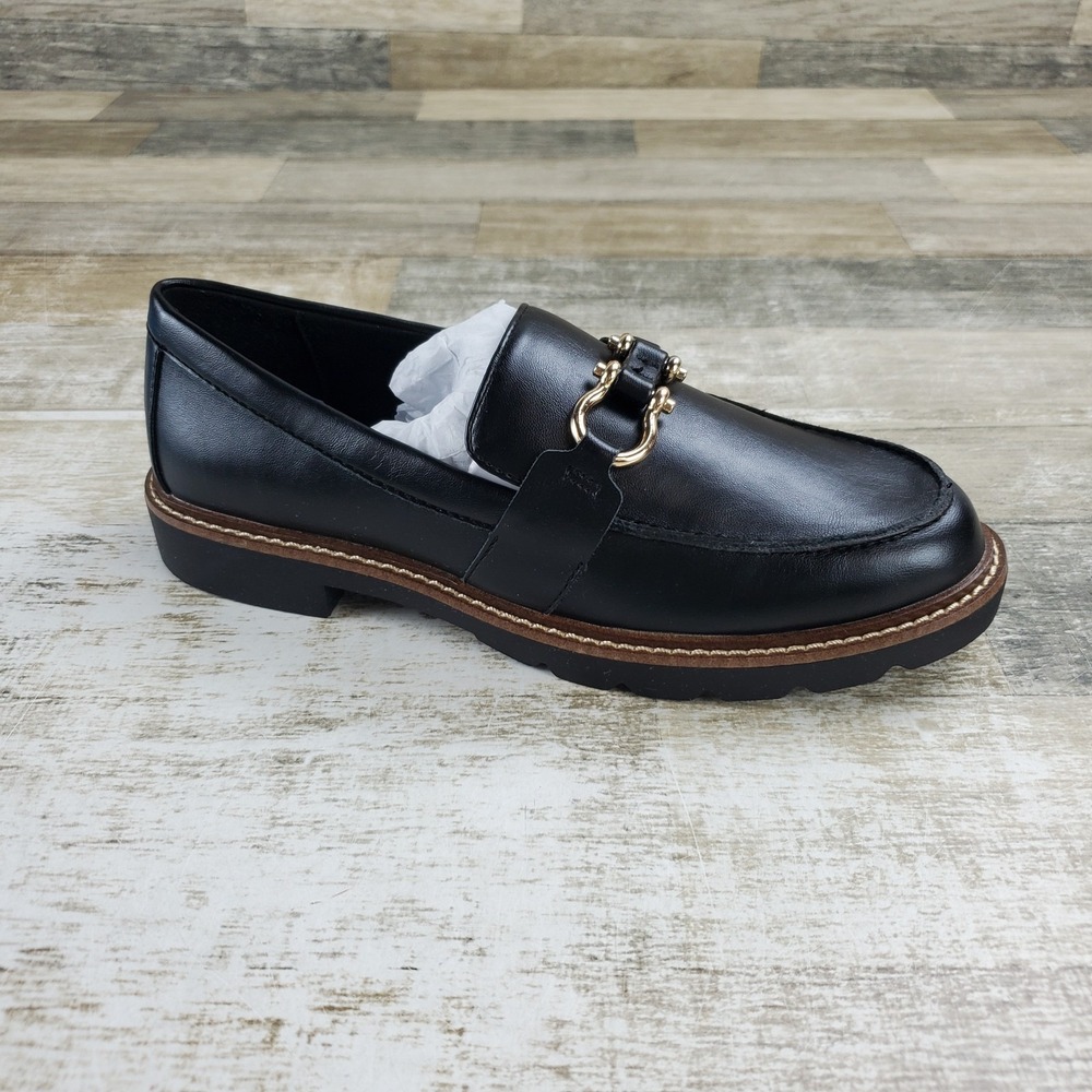 Anne Klein Ezra Womens Loafer Shoes Sz 7 M Black Slip On Round Moc Toe